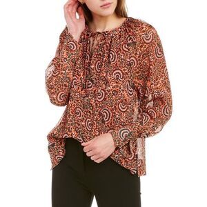NWOT A.L.C. Women's Brown Bryce Silk Blouse Top Sz 4, $375 B9